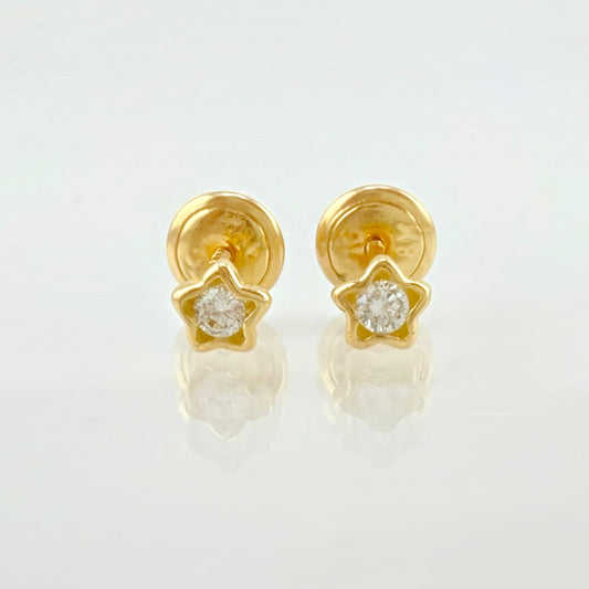 Brilliant Star Stud Earrings 0.65gr / 4mm Yellow Gold 18K