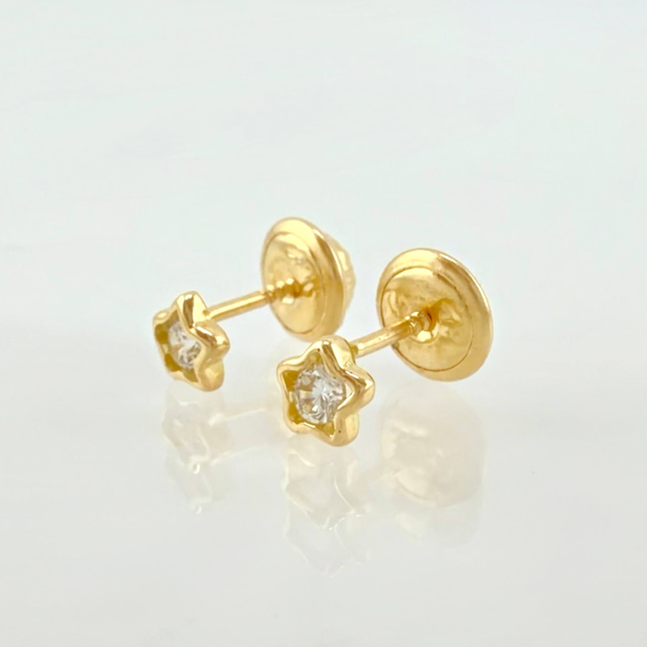 Topos Estrella Brillante 0.65gr / 4mm Oro Amarillo 18K