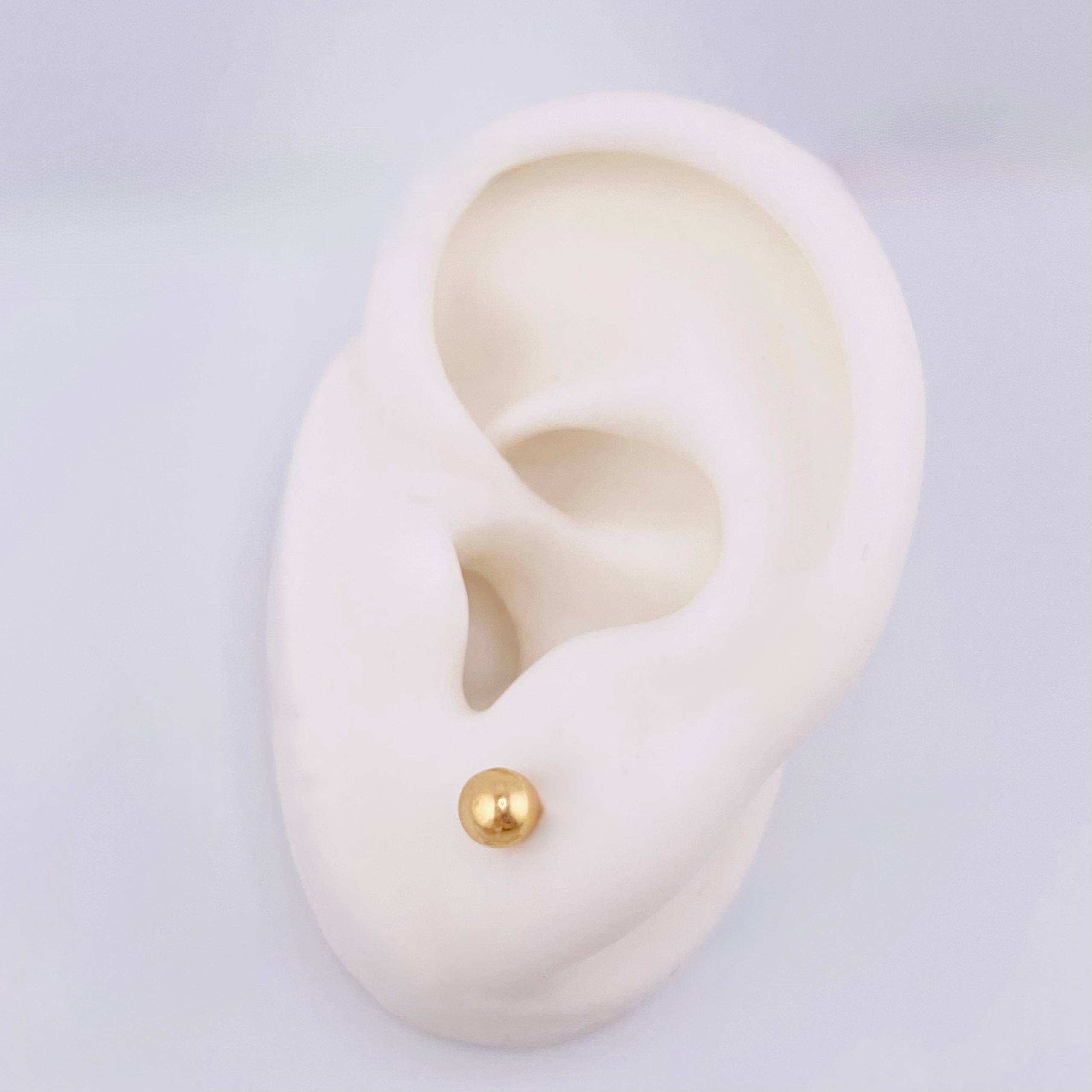 Topos Bola Lisa 0.5 g / in / 5 mm Oro Amarillo 18K