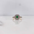 Ring Solitaire Halo 4gr / T6 3/4 / Emerald 15pts Diamonds 28pts 18K Yellow Gold (Jewel) &