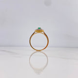 Ring Solitaire Halo 4gr / T6 3/4 / Emerald 15pts Diamonds 28pts 18K Yellow Gold (Jewel) &
