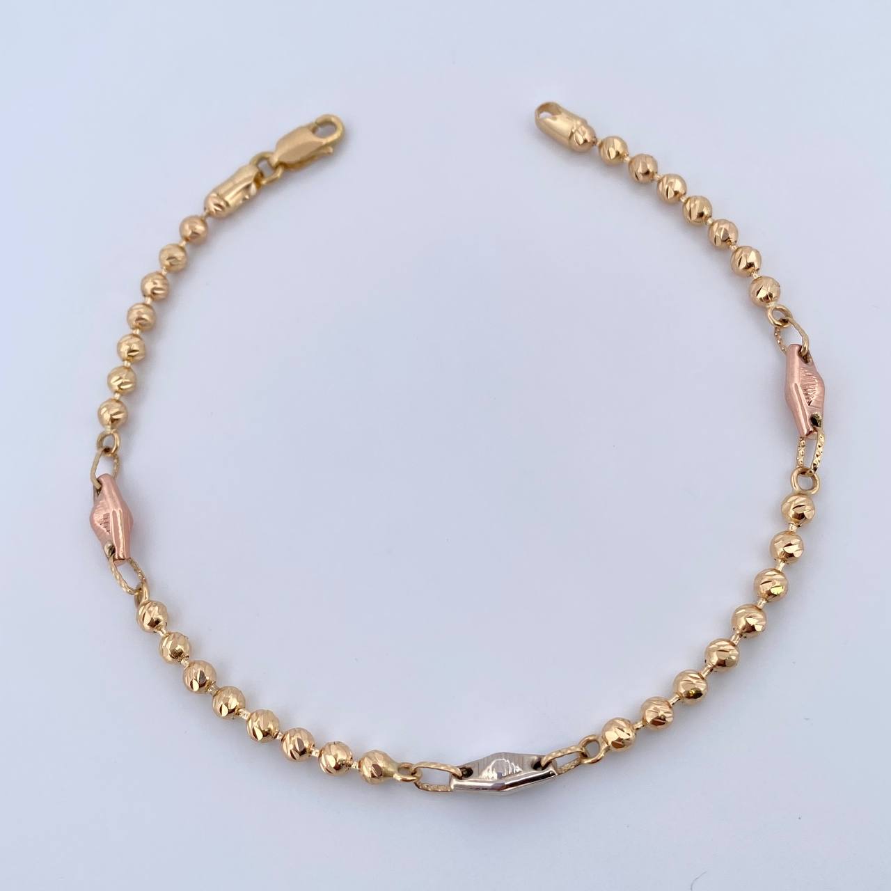 Bracelet Pyramid 7.45gr / 21cm / 3mm Diamond Three Golds 18K $