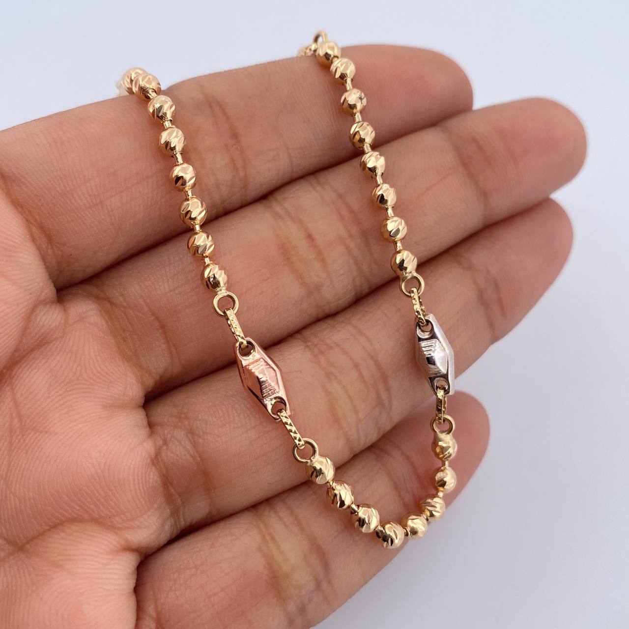 Bracelet Pyramid 7.45gr / 21cm / 3mm Diamond Three Golds 18K $