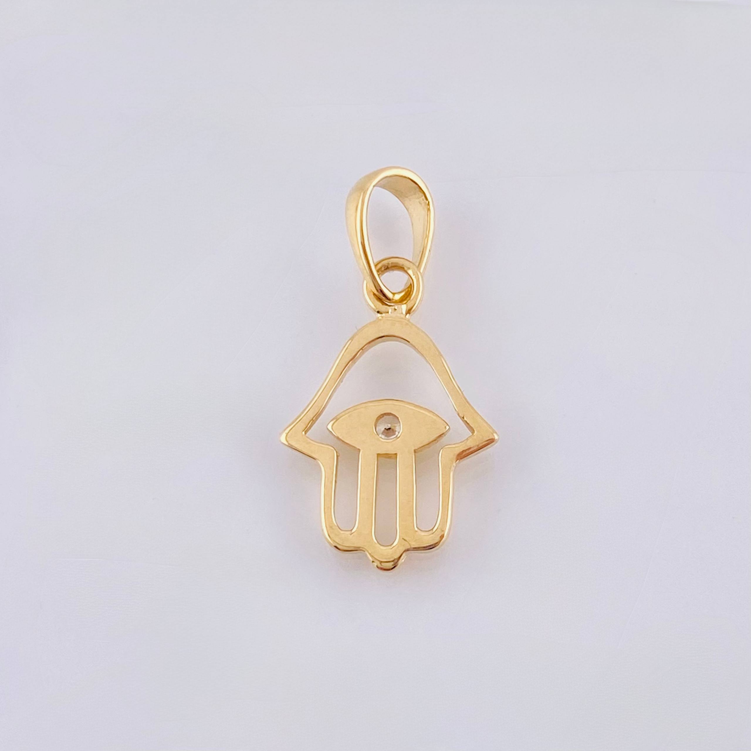 Dije Mano Hamsa 0.95gr / 3/4 in / Oro Amarillo 18K ©