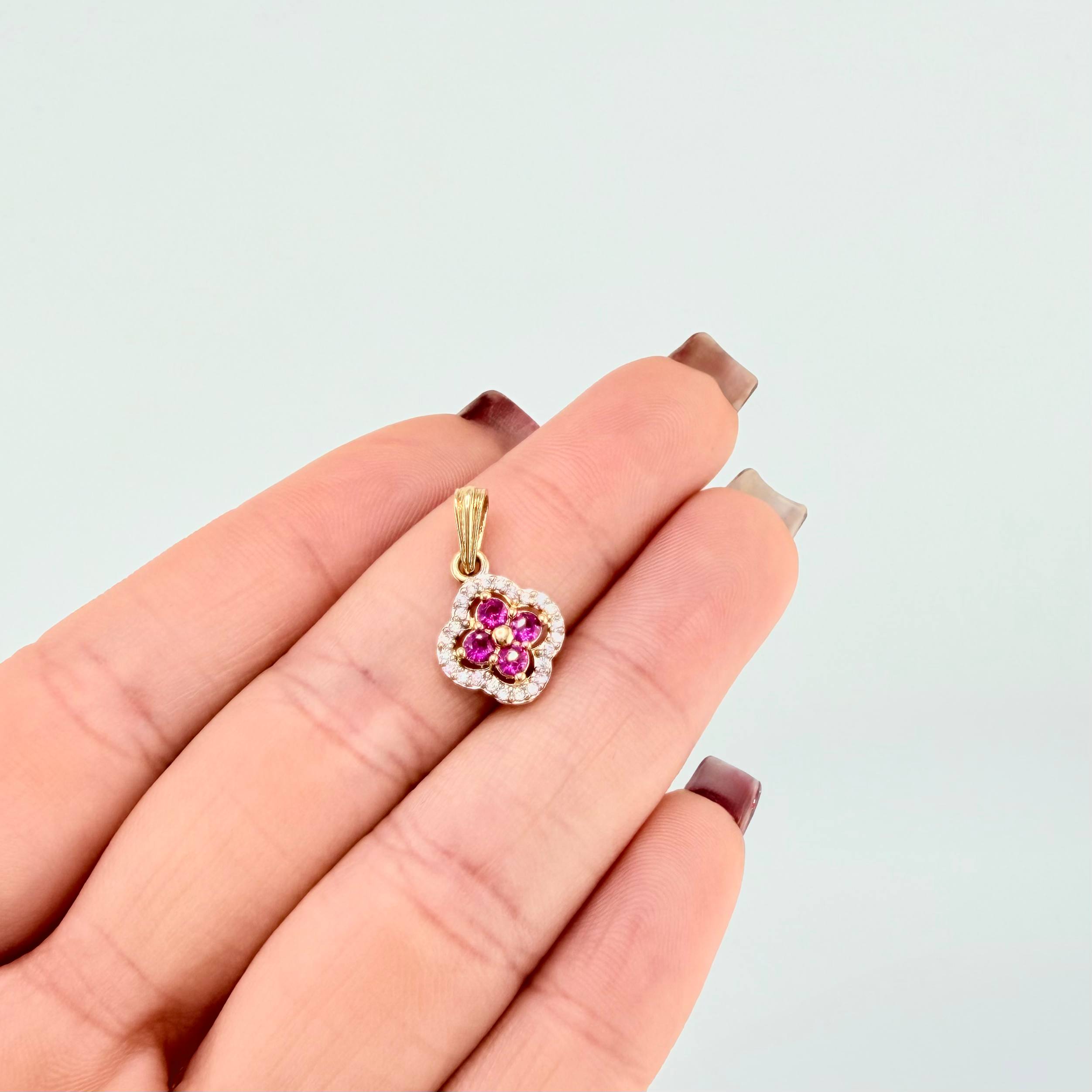 Dije Trebol Doble 1.5gr / 3/4 in / Oro Amarillo 18K