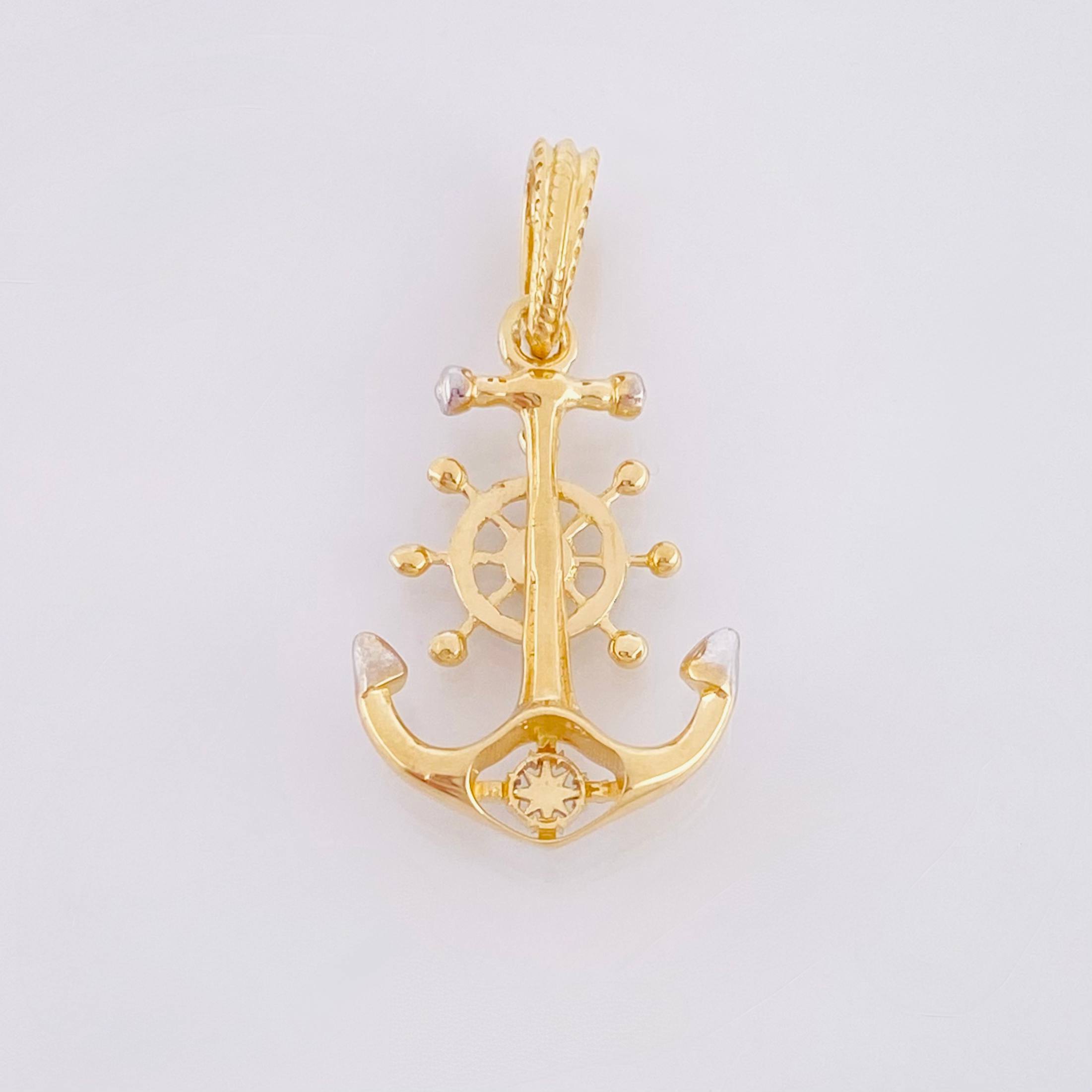Dije Ancla Timon 2.35gr / 1 in / Dos Oros Amarillo Blanco 18K ©