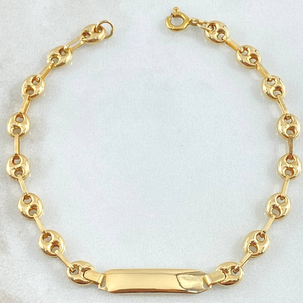 Bracelet GC Bordered Plate 2.75gr / 6.7in / 18K Gold