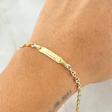 Bracelet GC Bordered Rectangular Plate 1.75gr / 5.5in / 18K Gold