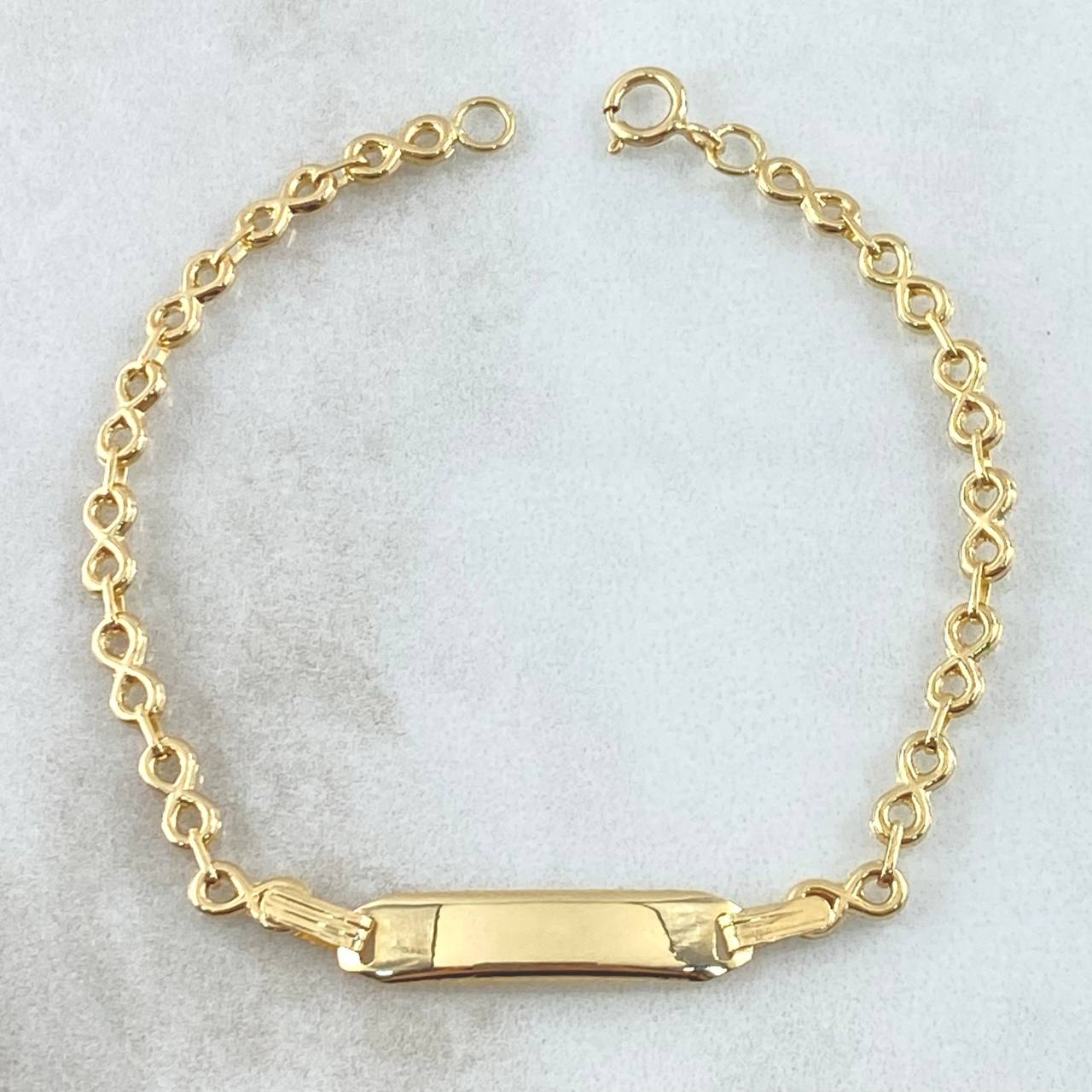 Bracelet Baby Infinity Rectangular Octagonal Plate 1.8gr / 14cm / 3mm Smooth 18K Yellow Gold *