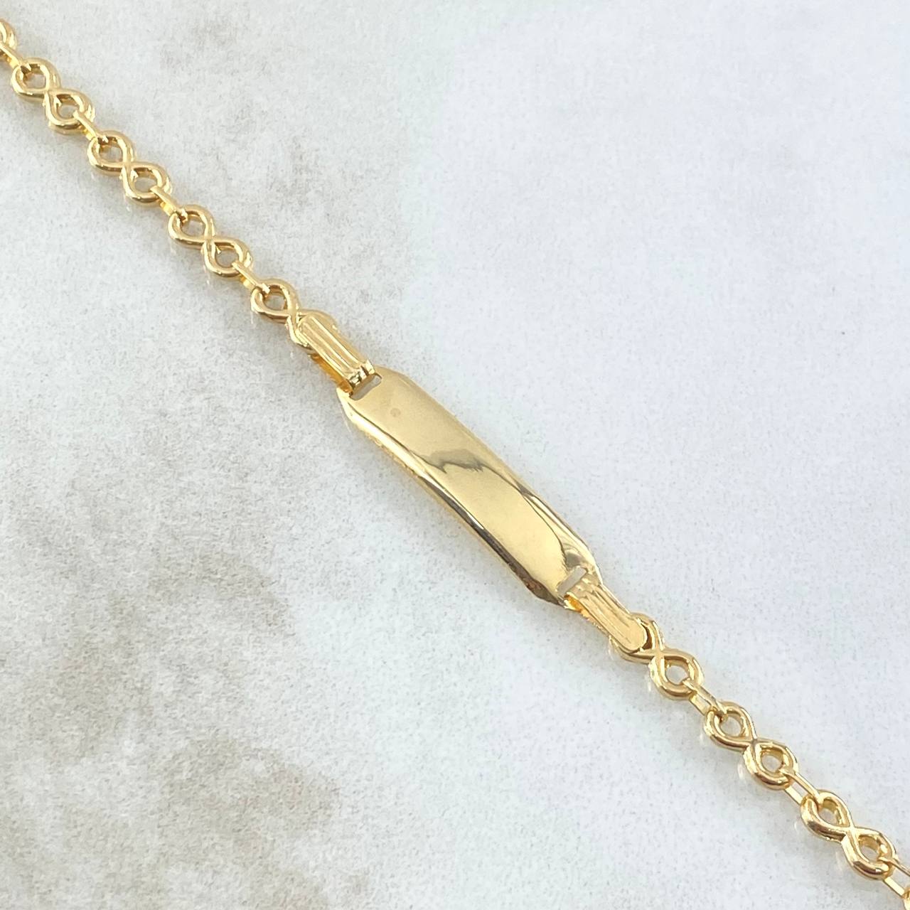 Bracelet Baby Infinity Rectangular Octagonal Plate 1.8gr / 14cm / 3mm Smooth 18K Yellow Gold *