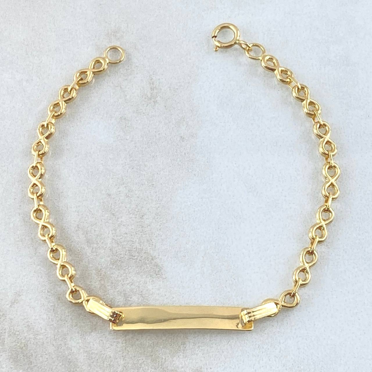 Bracelet Baby Infinity Rectangular Plate 1.7gr / 14cm / 3mm Smooth 18K Yellow Gold ©