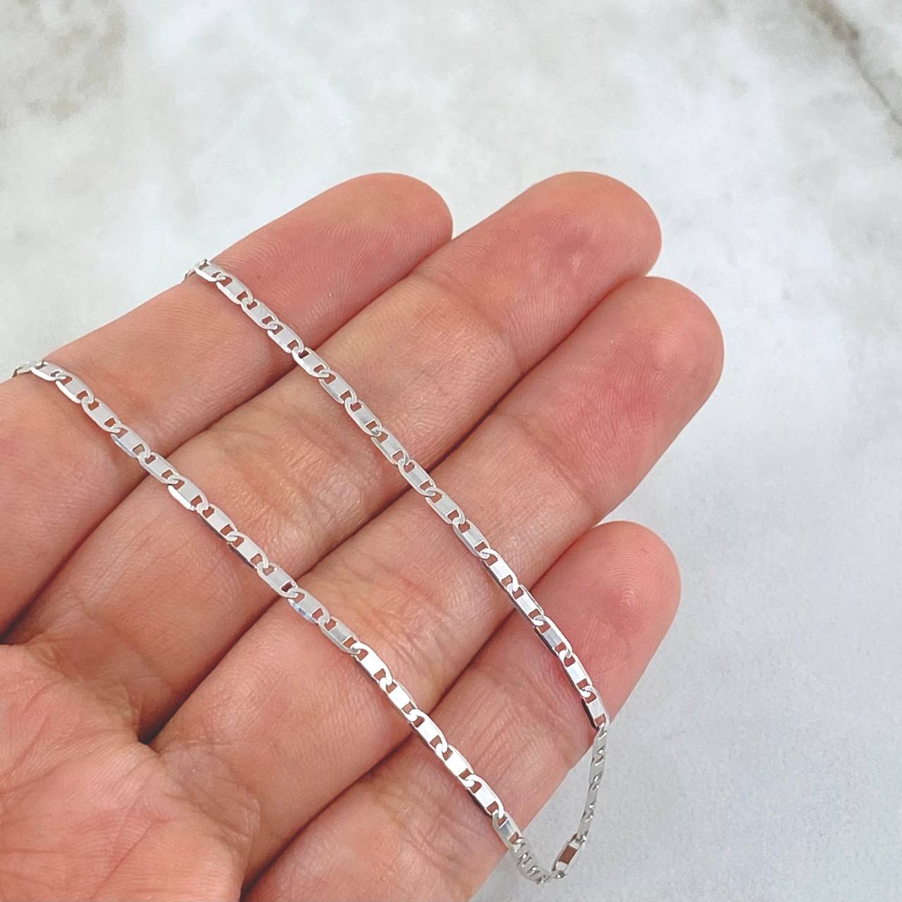 Cadena Plana 3.65gr / 50cm / 1.7mm Oro Blanco +3 18K *