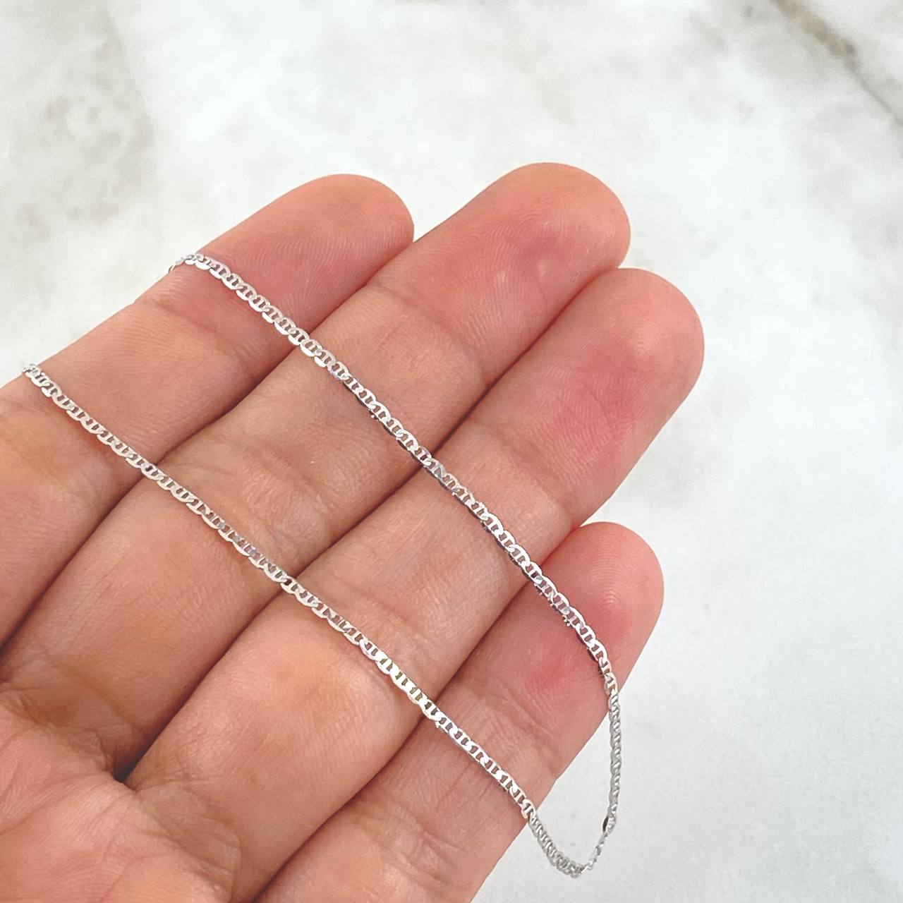 Flat Mariner Chain 1.85gr / 50cm / 1.4mm White Gold +3 18K