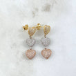 Stud Earrings Hearts 4.25gr / 3cm / White Zircons Three 18K Golds ©