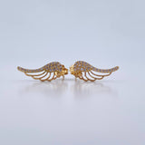 Stud Earrings Wings 1.75gr / White Zircons 18K Yellow Gold &