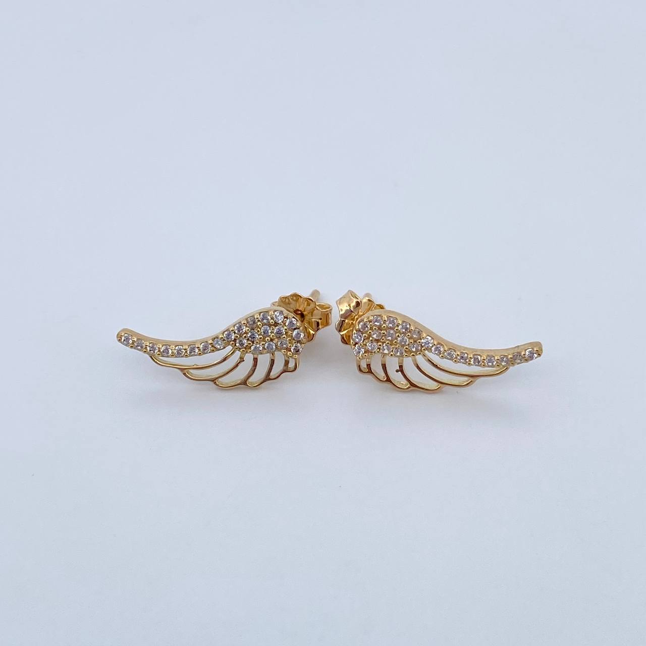 Stud Earrings Wings 1.75gr / White Zircons 18K Yellow Gold &