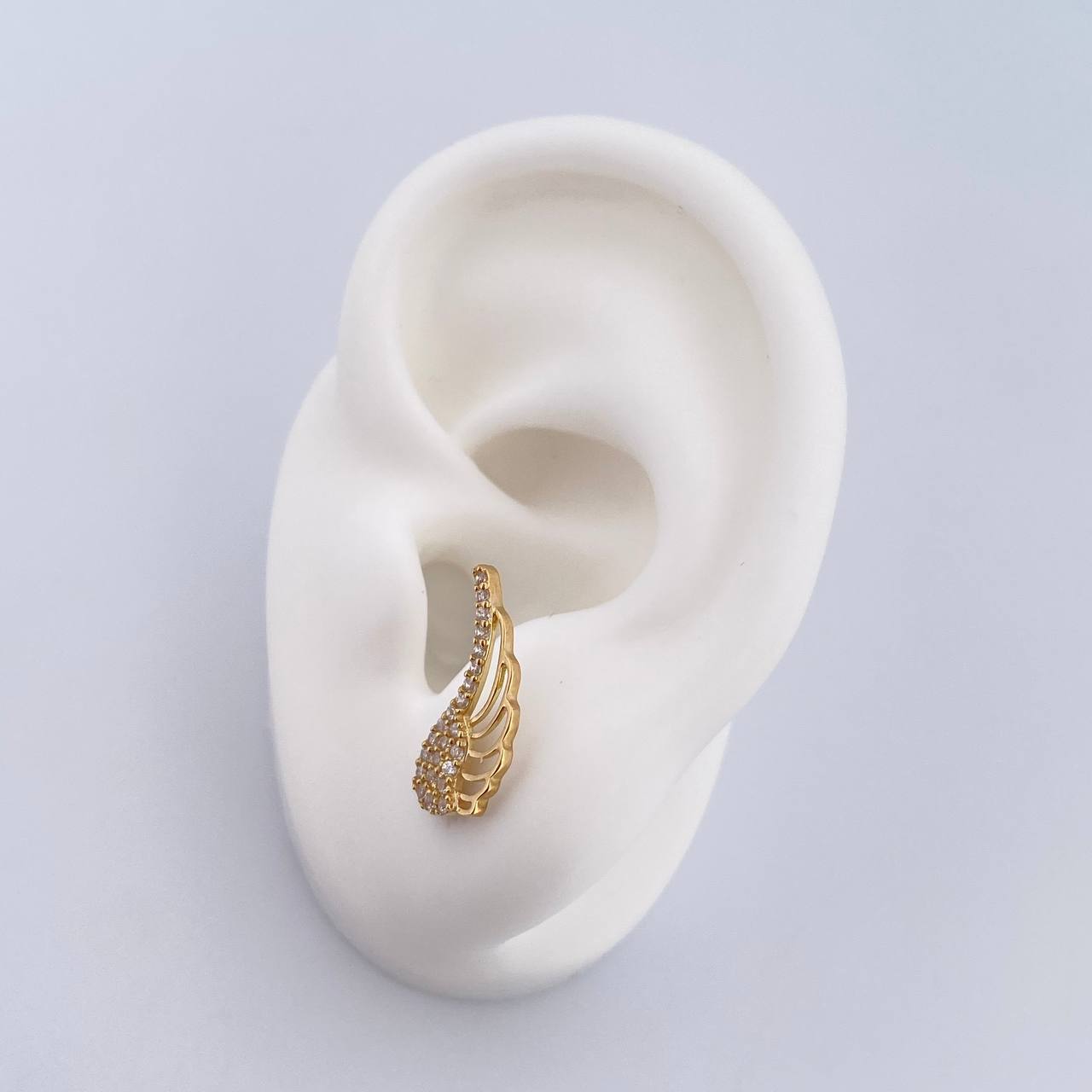 Stud Earrings Wings 1.75gr / White Zircons 18K Yellow Gold &