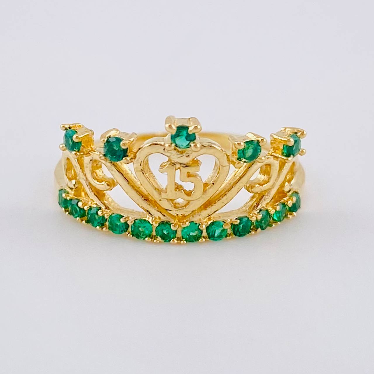 Anillo Corazón Corona 15S 2.5 g / T6 Oro Amarillo 18K