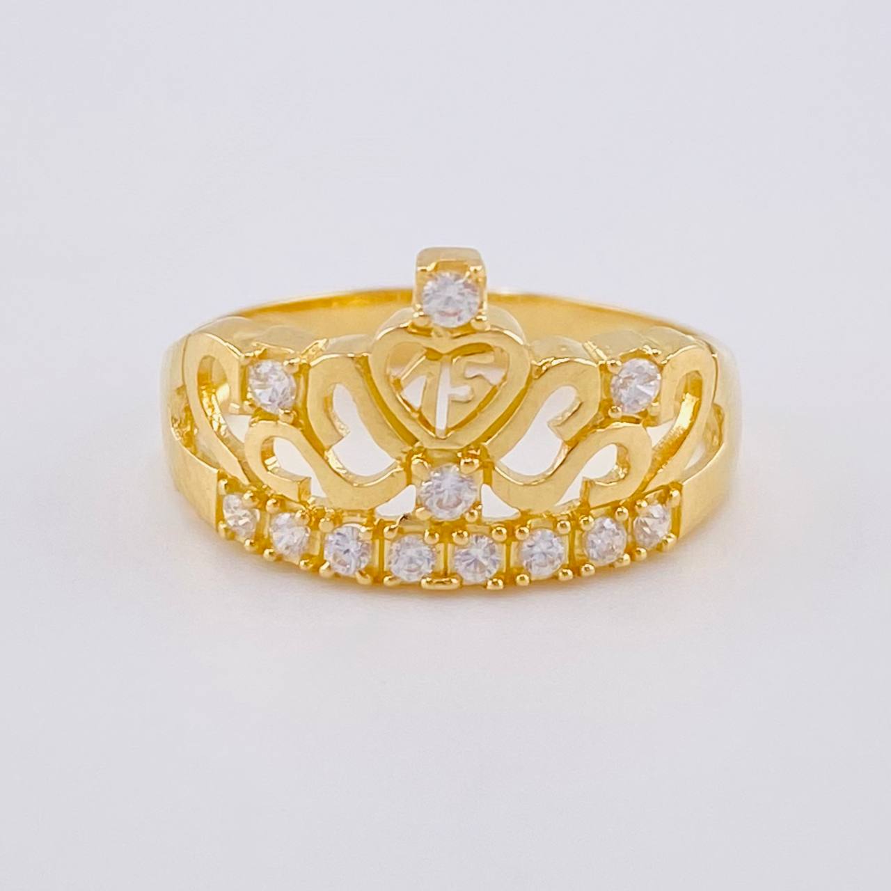 Heart Crown Ring 15S 2.95 g / T7 18K Yellow Gold