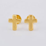Plain Cross Stud Earrings 0.65 g / in / 9.2 mm Yellow Gold 18K