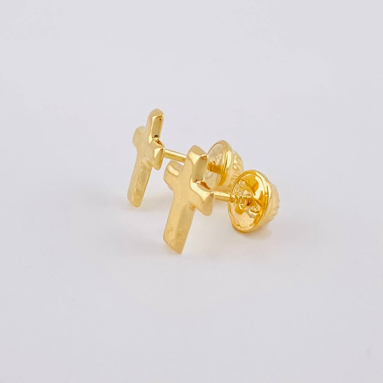 Stud Earrings Cruz Plain 0.6 g / in / 9 mm Yellow Gold 18K