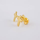 Plain Cross Stud Earrings 0.65 g / in / 9.2 mm Yellow Gold 18K