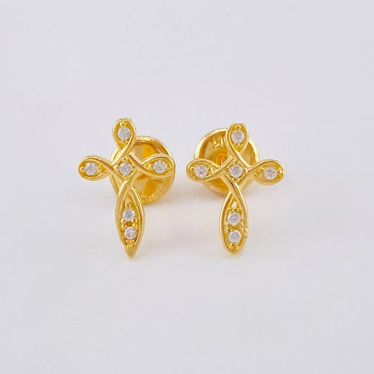 Stud Earrings Celtic Cross 0.95 g / in / 10 mm Yellow Gold 18K