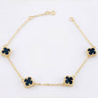Clover Bracelet Black Onyx 4.1gr / 7 in / 8mm National Special 18K Yellow Gold