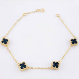 Clover Bracelet Black Onyx 4.1gr / 7 in / 8mm National Special 18K Yellow Gold