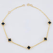 Clover Bracelet Black Onyx 3.1gr / 7 3/4 in / 5mm National Special 18K Yellow Gold *