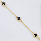 Clover Bracelet Black Onyx 3.1gr / 7 3/4 in / 5mm National Special 18K Yellow Gold *