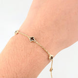 Clover Bracelet Black Onyx 2.25gr / 6 1/2 in / 5mm National Special 18K Yellow Gold