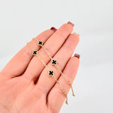Clover Bracelet Black Onyx 3.1gr / 7 3/4 in / 5mm National Special 18K Yellow Gold *