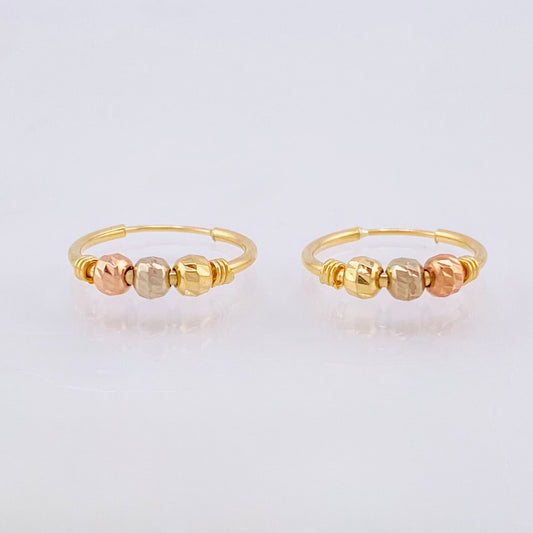 Candongas Trio Bolas Diamantadas 0.9 g / 1/2 in Tres Oros 18K