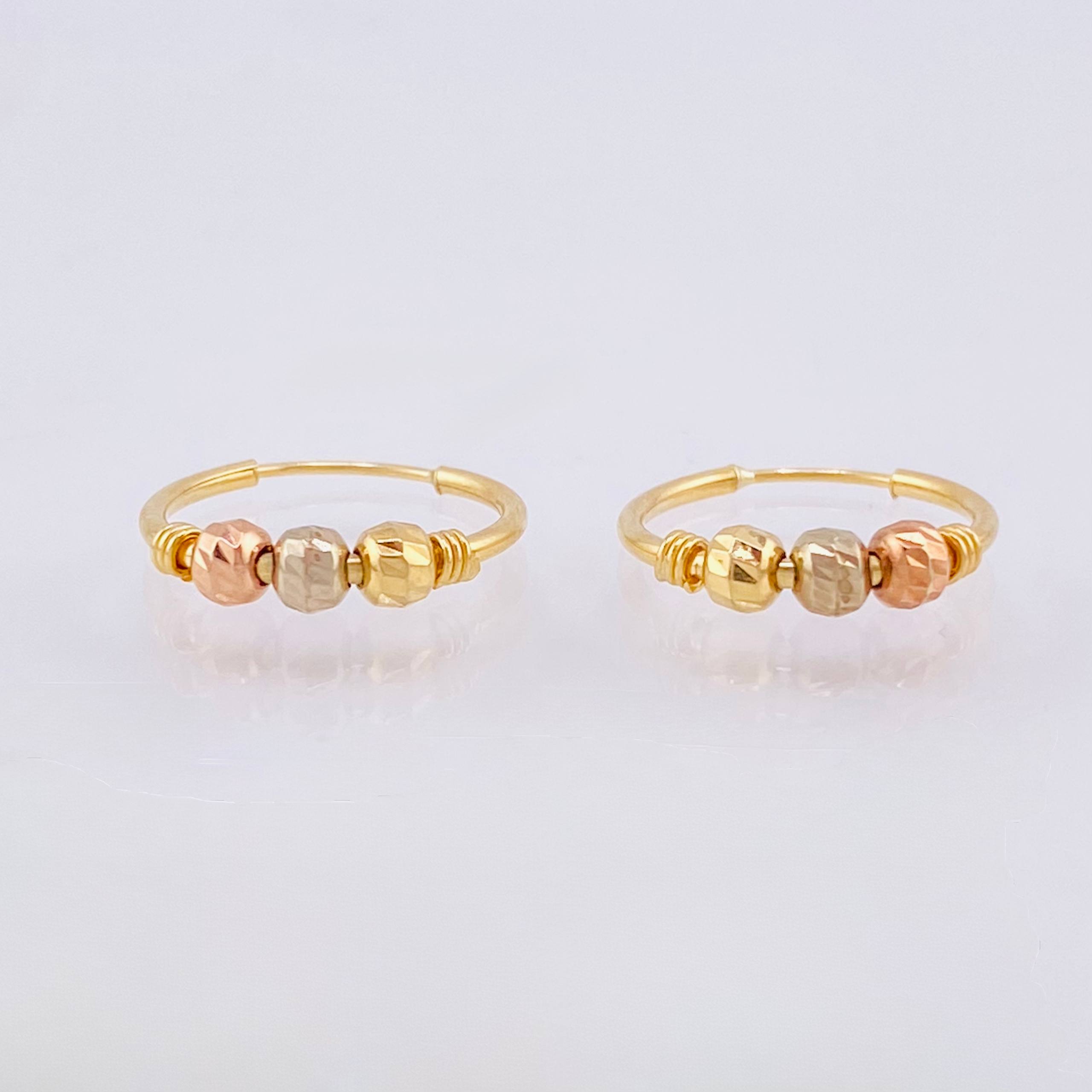 Candongas Trio 0.95 g / 1.3 cm Tres Oros 18K