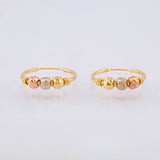Hoop Earrings Trio Beads 0.9g / 1/4 in Three Golds 18K