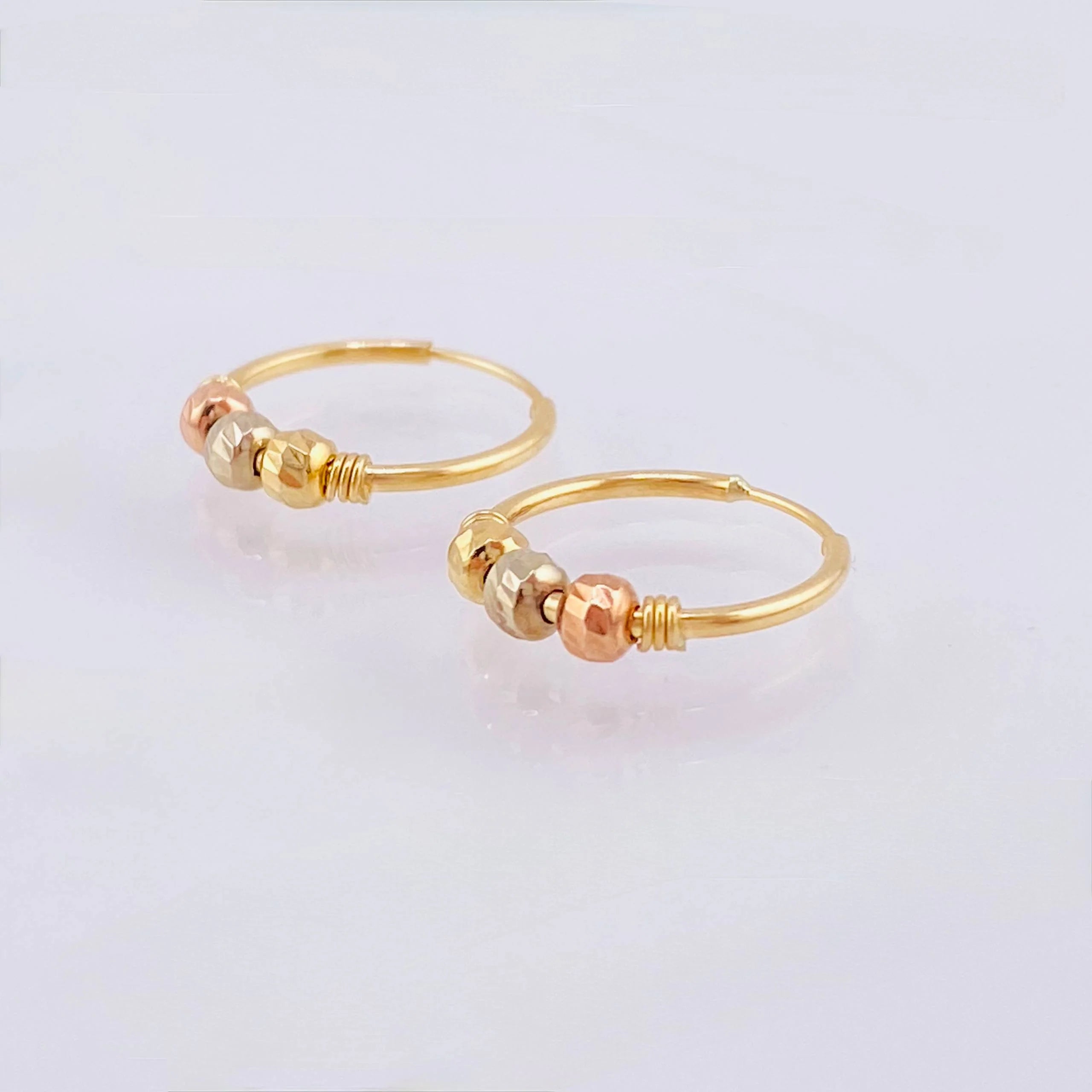 Hoop Earrings Trio 0.95g / 1/2 in Three Golds 18K