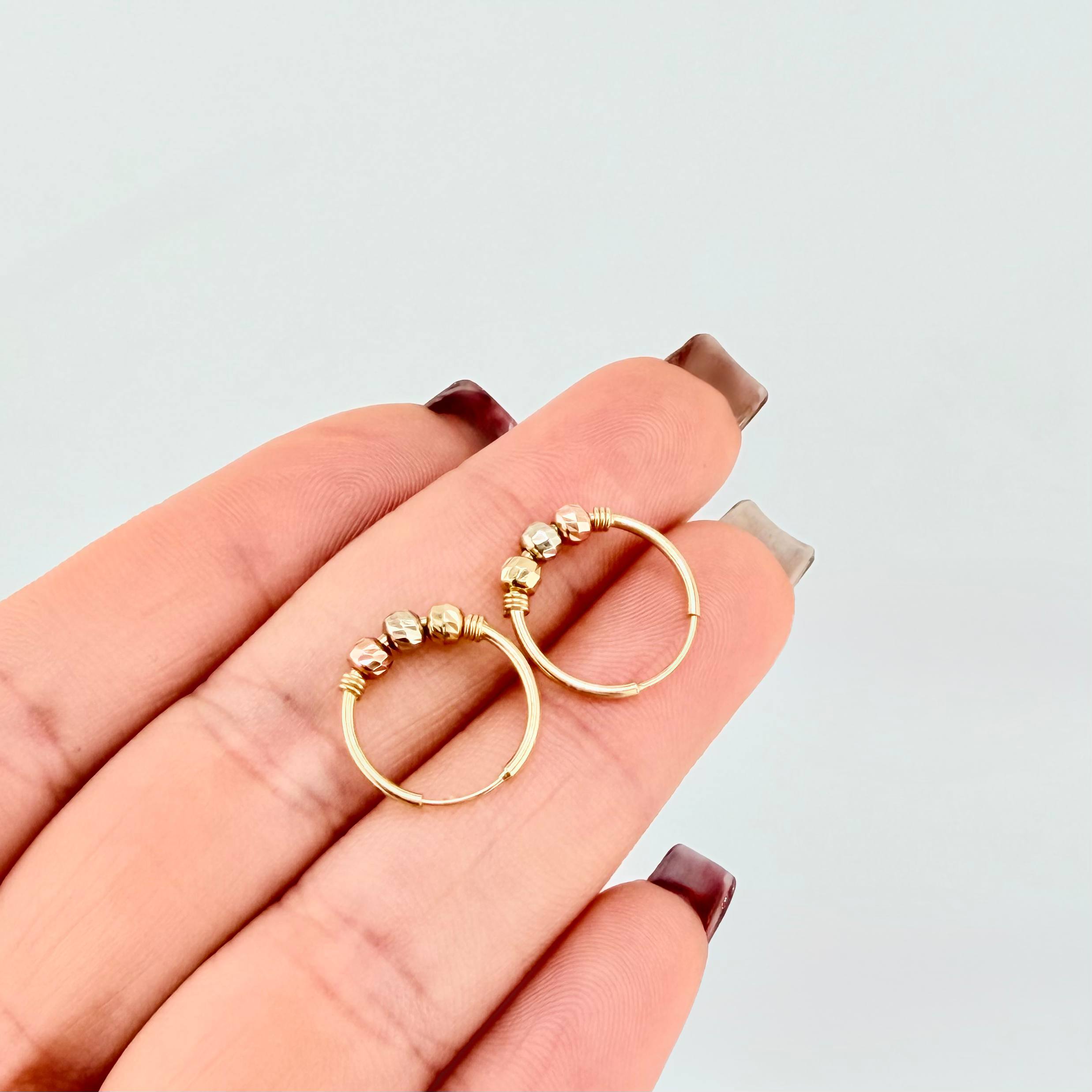 Hoop Earrings Trio 1.05 g / 1/2 in Three Golds 18K
