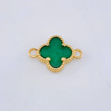 Clover Charm Green Malachite 0.95gr / 1/2 in / National Special 18K Yellow Gold *
