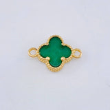 Herraje Trebol Malaquita Verde 0.85gr / 1/2 in / Oro Amarillo Nac.Esp. 18K *