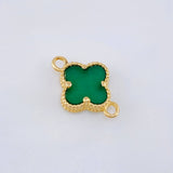 Herraje Trebol Malaquita Verde 0.85gr / 1/2 in / Oro Amarillo Nac.Esp. 18K *
