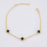 Clover Bracelet Black Onyx 2.25gr / 6 1/2 in / 5mm National Special 18K Yellow Gold
