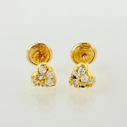 Stud Earrings Dense Heart 0.9gr / 4.9mm Yellow Gold 18K ©