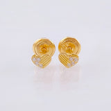 Half Sparkle Heart Stud Earrings 0.6gr / 4mm Yellow Gold 18K ©