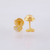 Heart Stud Earrings Half Sparkle 0.6gr / 4mm Yellow Gold 18K