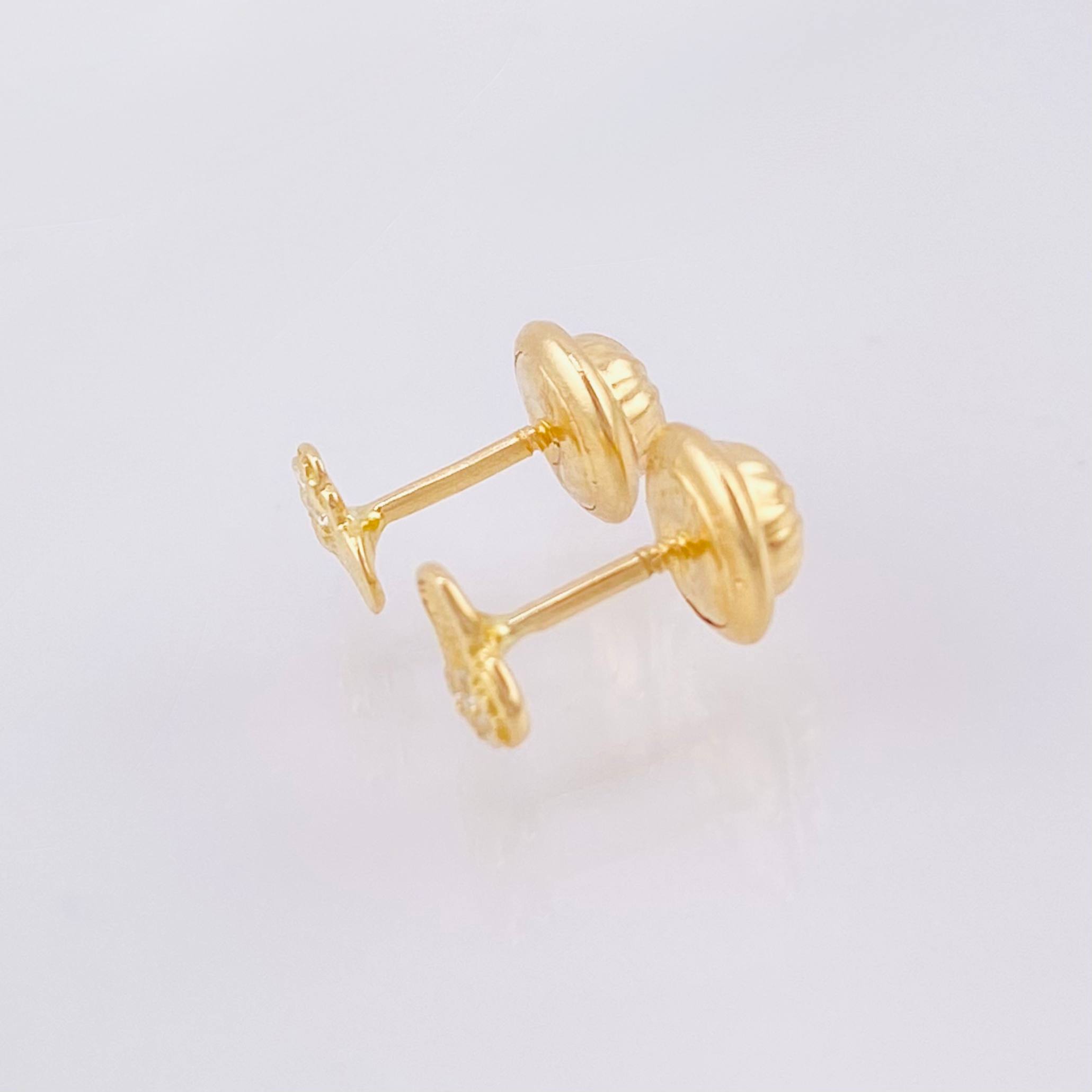 Half Sparkle Heart Stud Earrings 0.6gr / 4mm Yellow Gold 18K ©