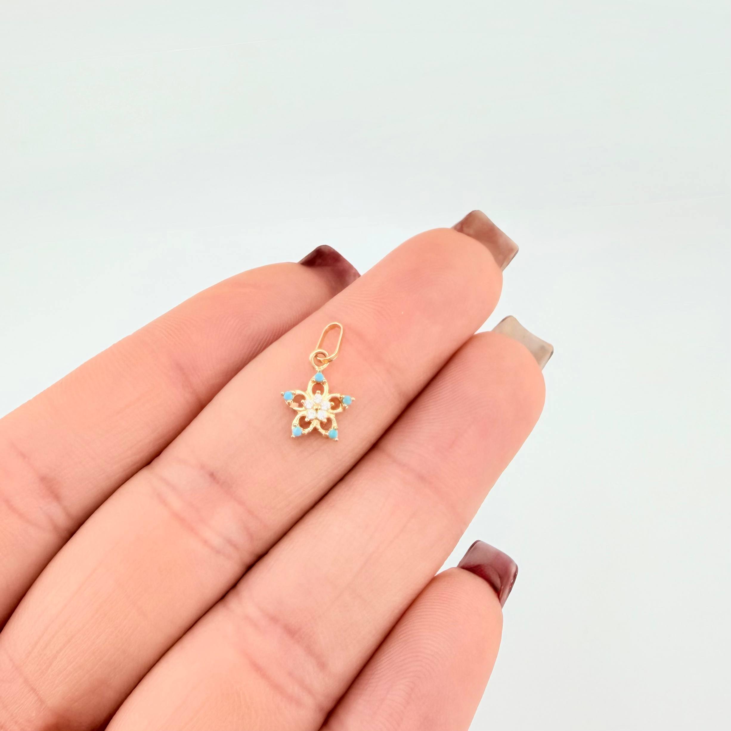 Dije Flor Geranio 0.5gr / 1/2 in / Oro Amarillo 18K *