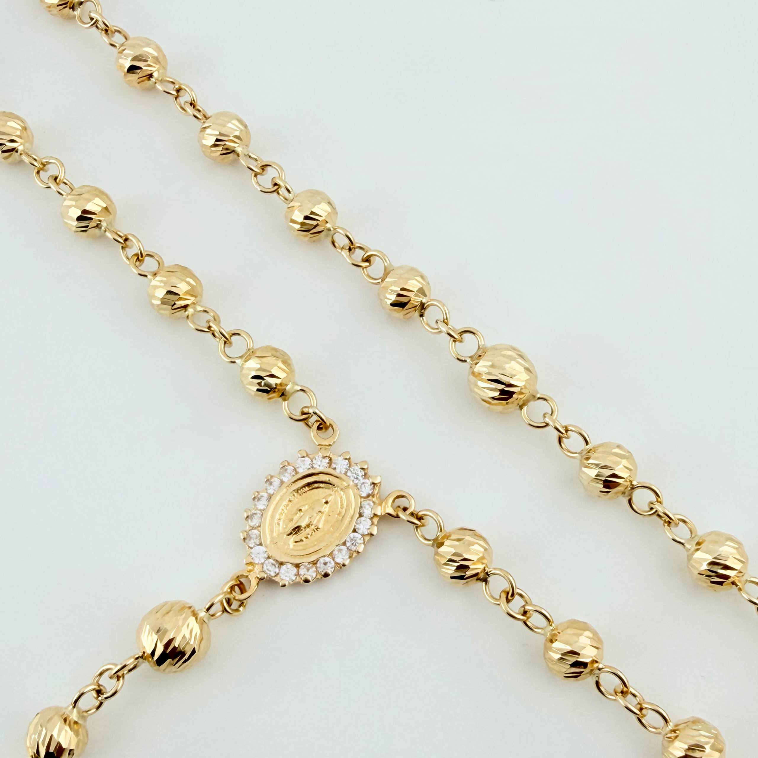 Rosario Virgen Milagrosa Crúz 21gr / 25 1/2 in / 5mm-6mm Oro Amarillo 18K