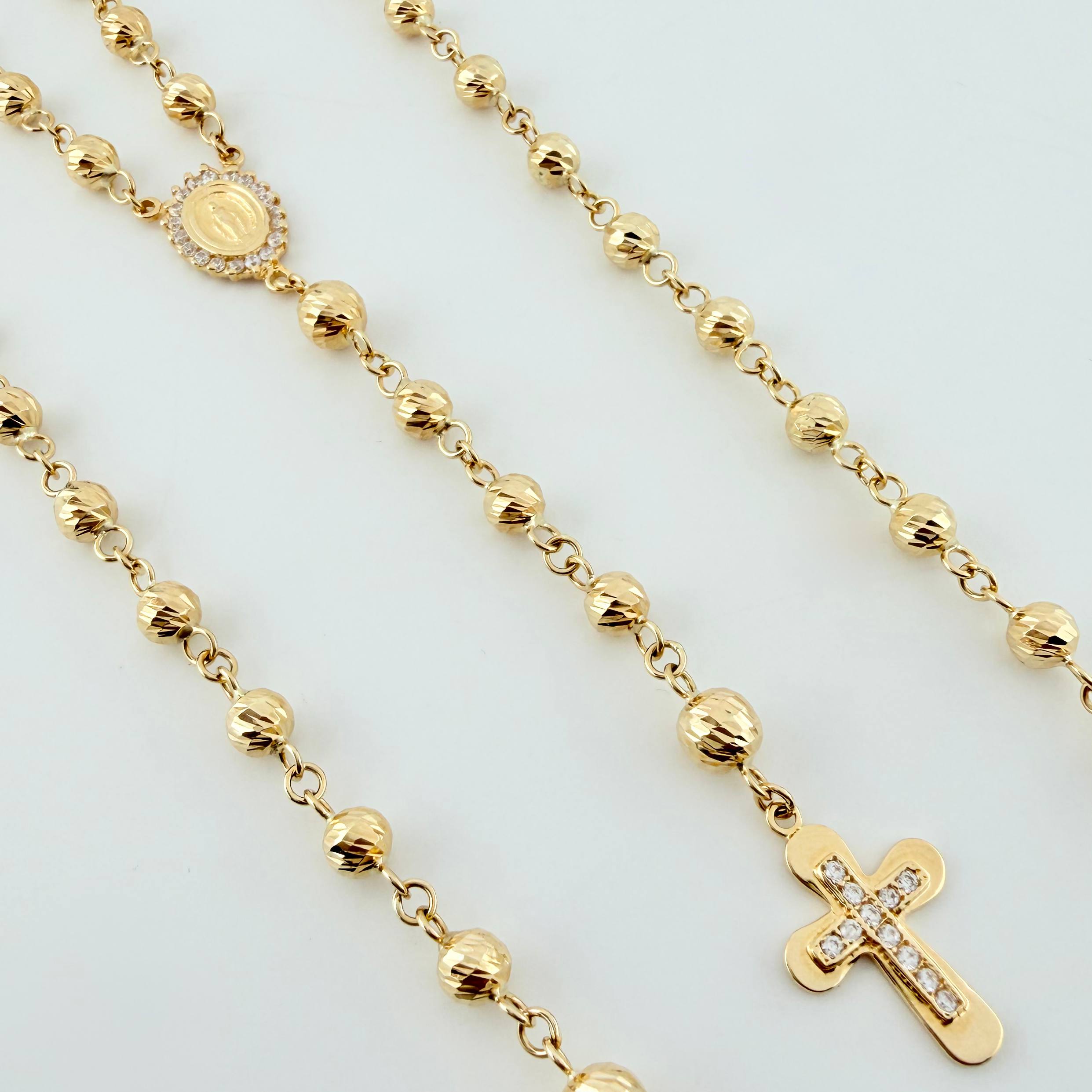 Rosario Virgen Milagrosa Crúz 21gr / 25 1/2 in / 5mm-6mm Oro Amarillo 18K