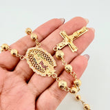 Rosary Virgin of Guadalupe Roman Christ Cross 31gr / 27 1/2 in / 6mm-7mm Yellow Gold 18K